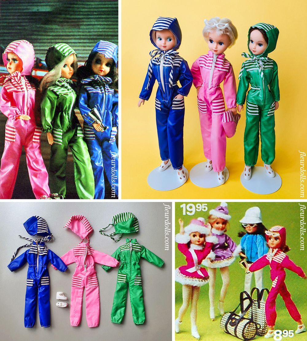 Fleur doll outfit Grandprix 1242 blue pink green racing jumpsuit Otto Simon