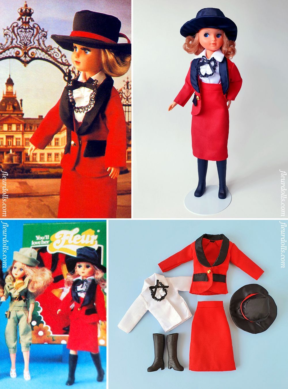 Fleur doll outfit elegant red white suit fashion 1251 Otto Simon