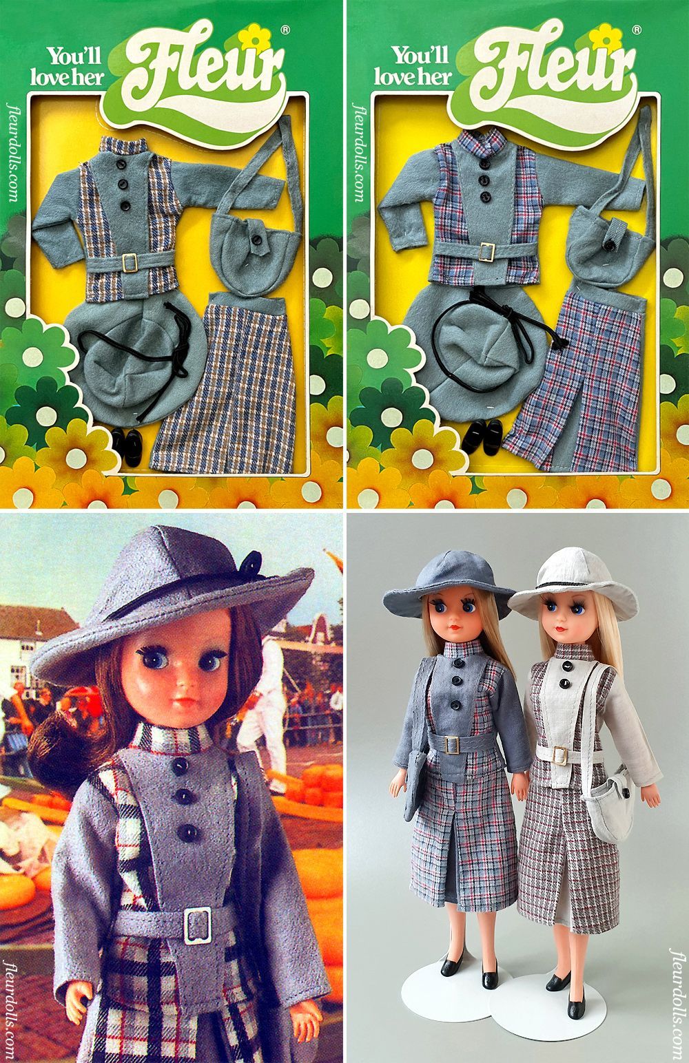 1261 blue Fleur fashion plaid skirt jacket purple gray Otto Simon outfit