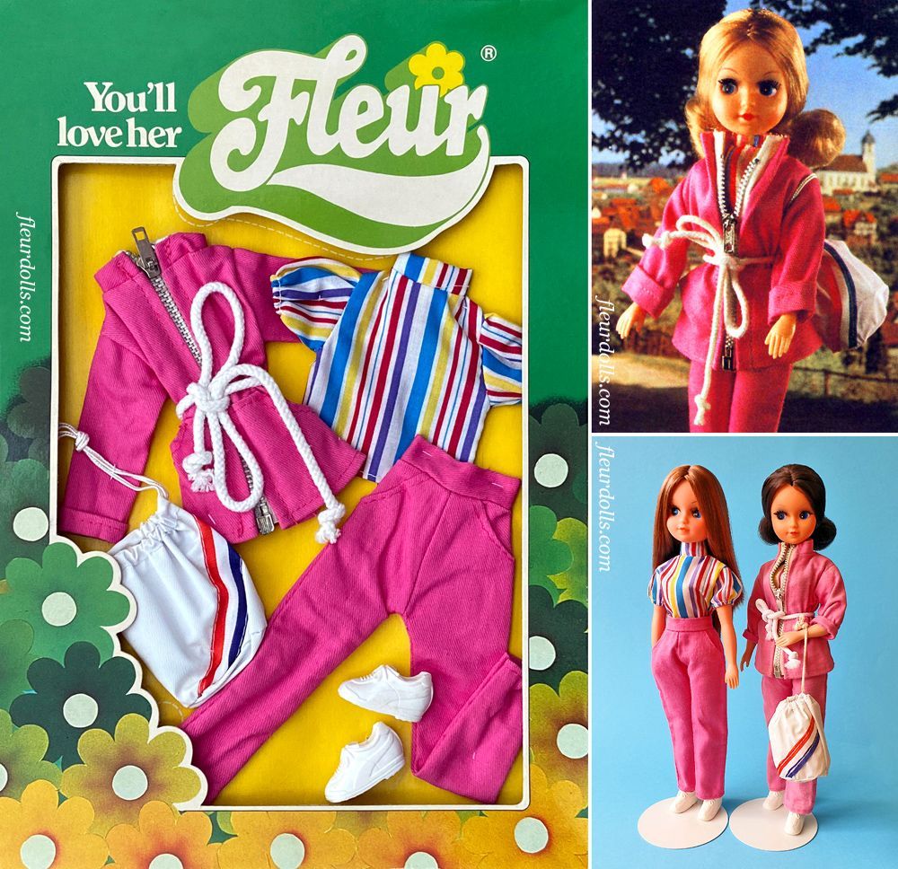 Fleur doll fashion pink outfit 1271 striped top