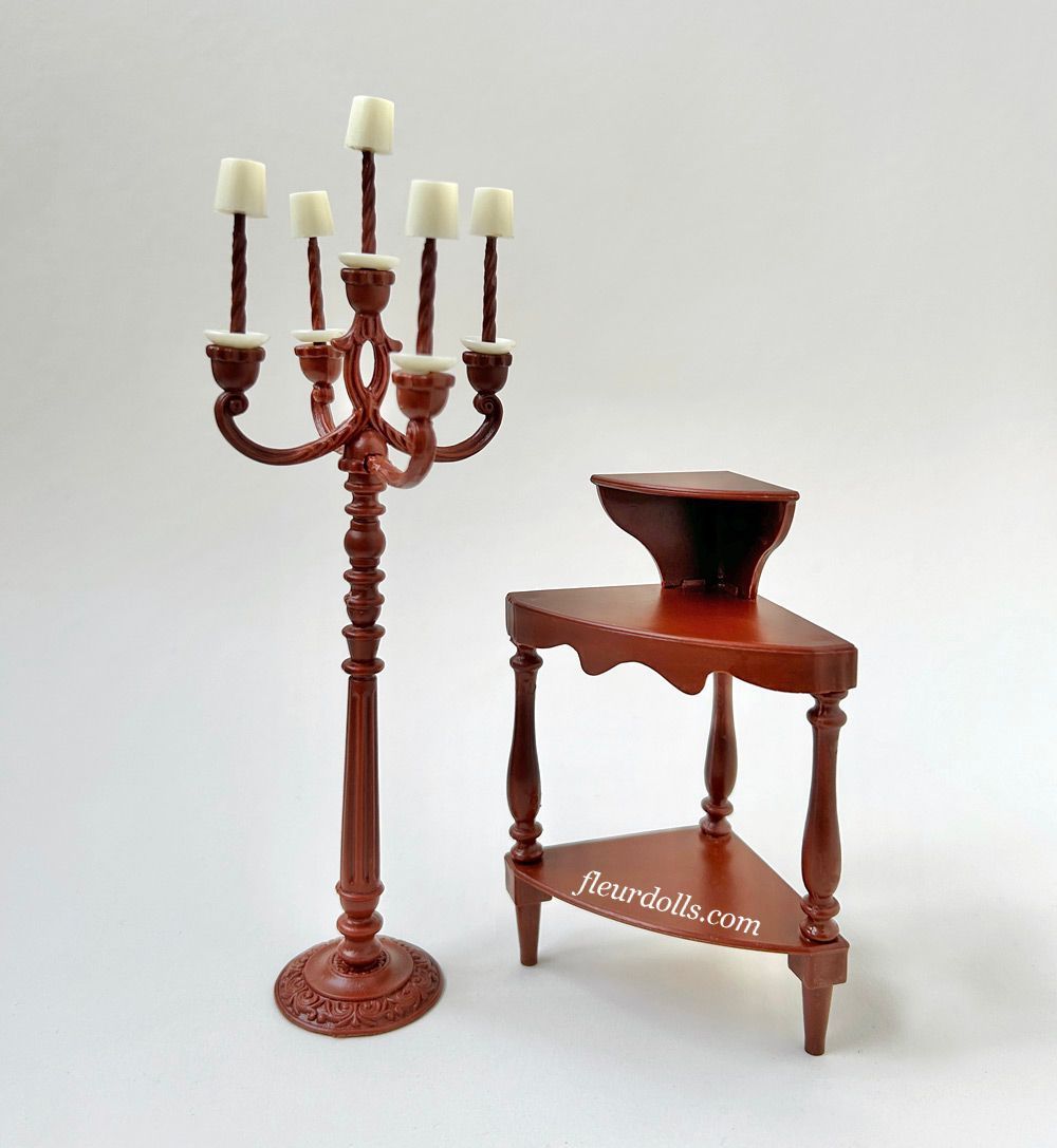Fleur doll candleholder and corner table for brown living room in the 1970s and 1980s Otto Simon
