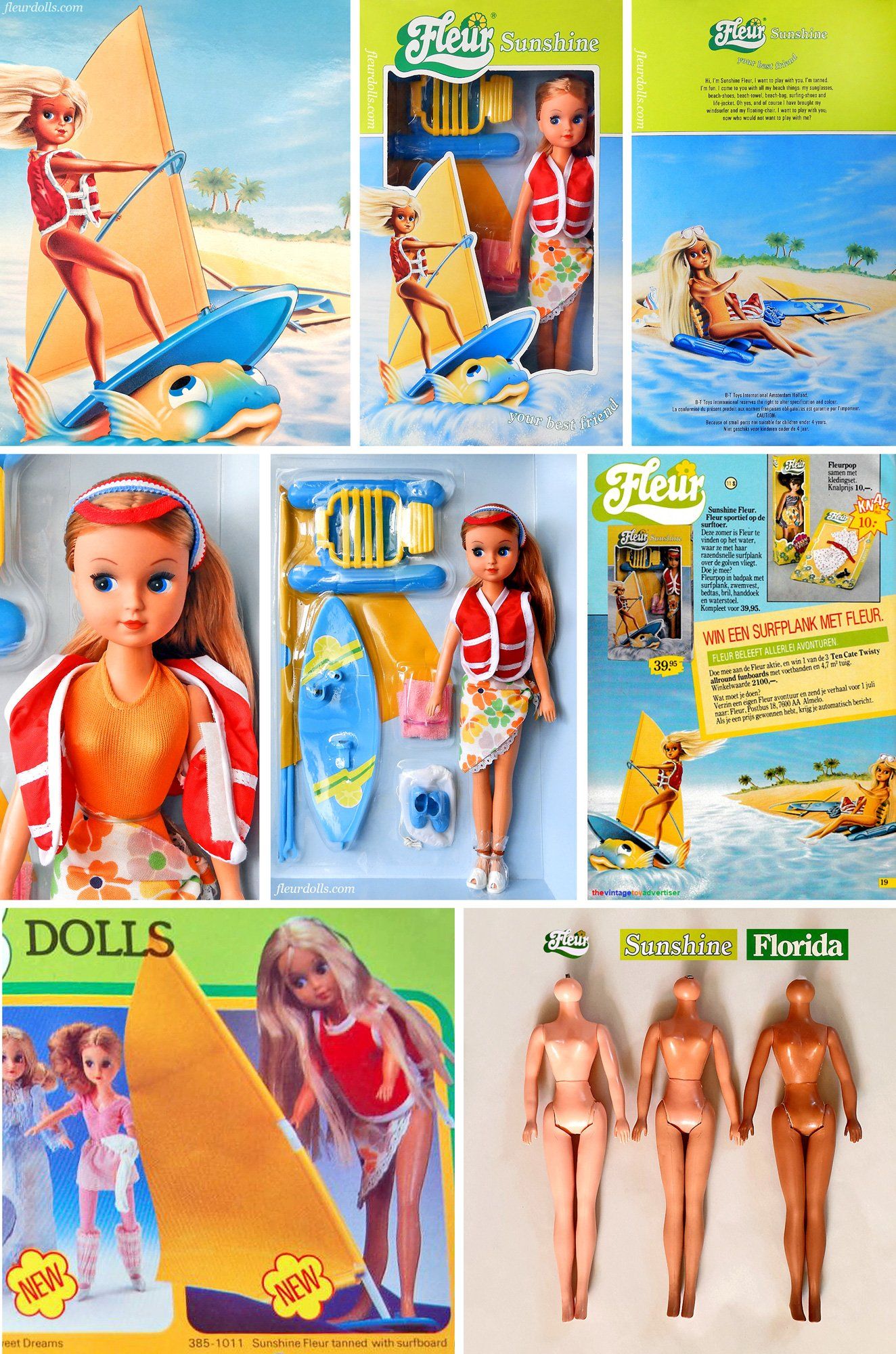 Sunshine Fleur doll 1980s beach surfing Otto Simon Netherlands