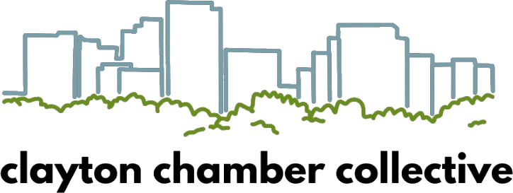 Logo for Clayton Chamber Collective: white 