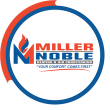 Miller Mobile Heating & Air Conditioning logo with red, blue, and white circular design and flame icon