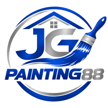 JC Painting88 logo with blue paintbrush, house roof, and circular blue-gray design