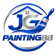 JG Painting 88 logo in blue and gray with a paintbrush icon inside a circular design