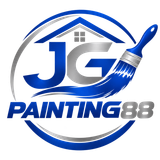 JG Painting 88 logo in blue and gray with a paintbrush icon inside a circular design