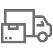 Gray delivery truck icon with a cardboard box in front