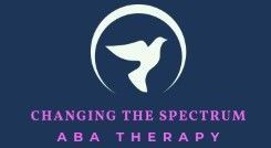 Logo for Changing the Spectrum ABA Therapy, with a white bird in a circle on a navy background and purple text.