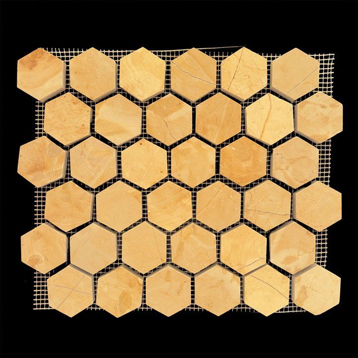 HEXÁGONO TRAVERTINO DORADO MALLA