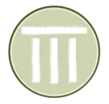 Pale green circular icon with three white vertical bars, resembling a trash or menu symbol