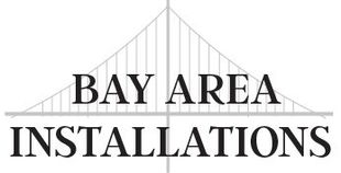 A logo for bay area installations with a bridge in the background.