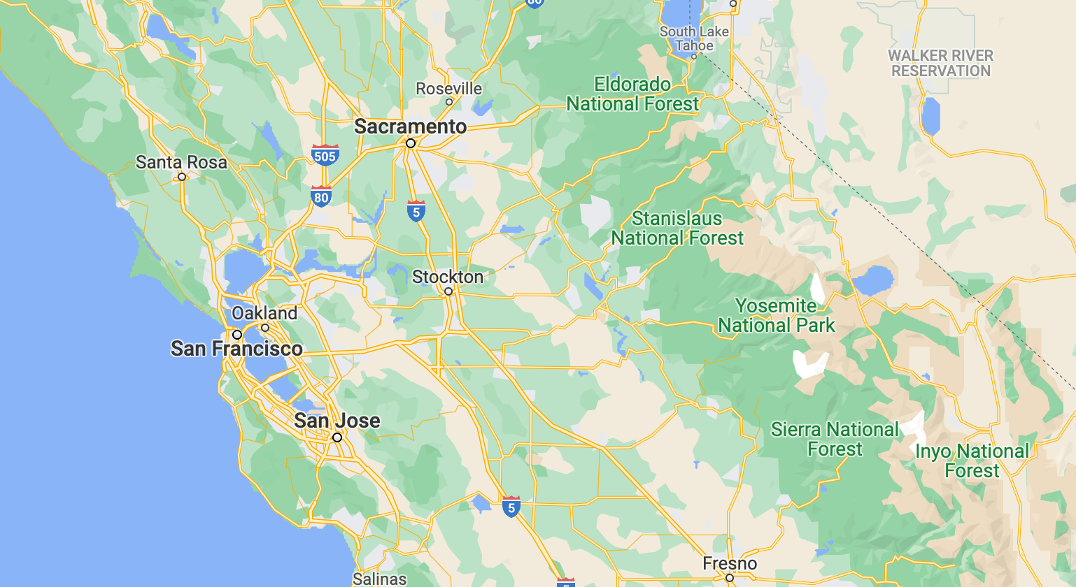 A map of the united states with a lot of roads and mountains.