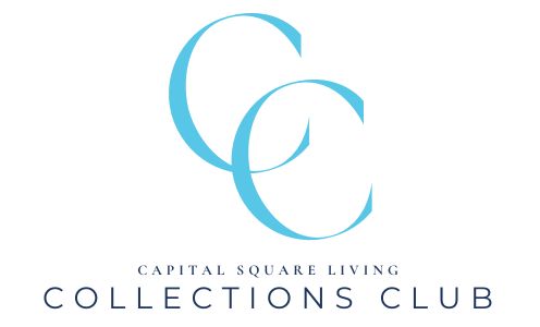 Capital Square Living Collections Club logo with overlapping light blue Cs on white background
