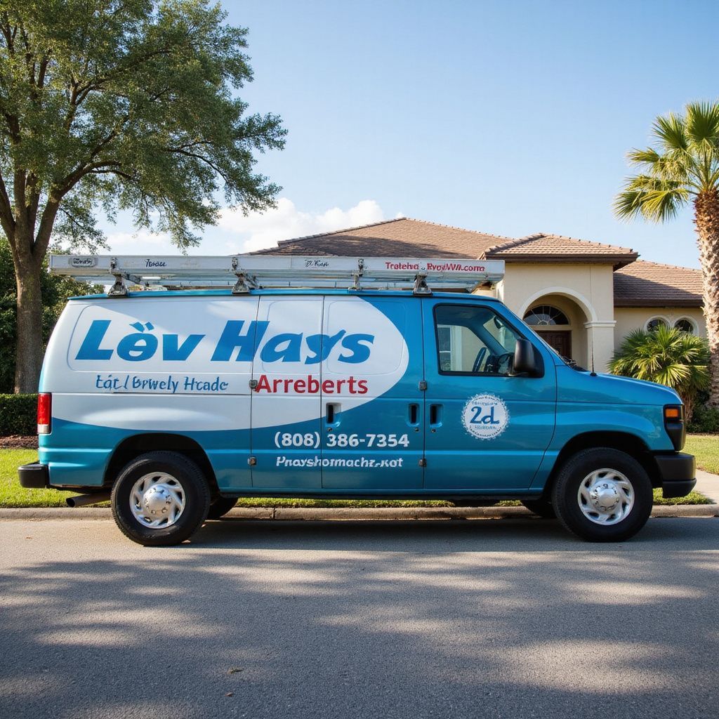 Blue work van with 