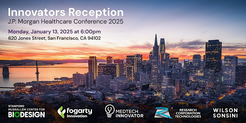 A poster for the innovators reception j.p. morgan healthcare conference 2020