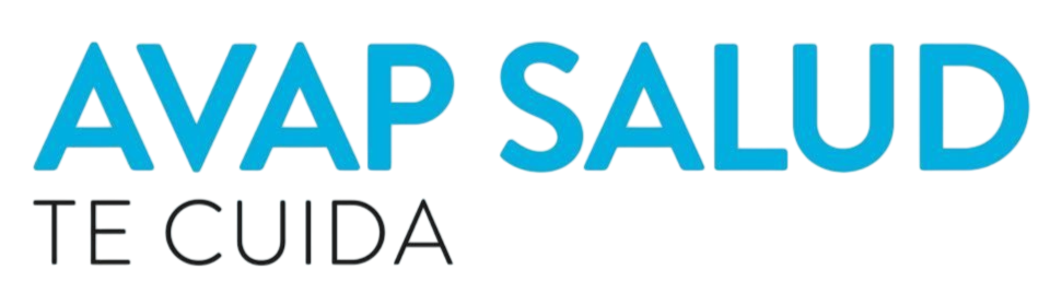 Logo de AVAP SALUD con el texto “TE CUIDA” en azul y negro sobre fondo blanco