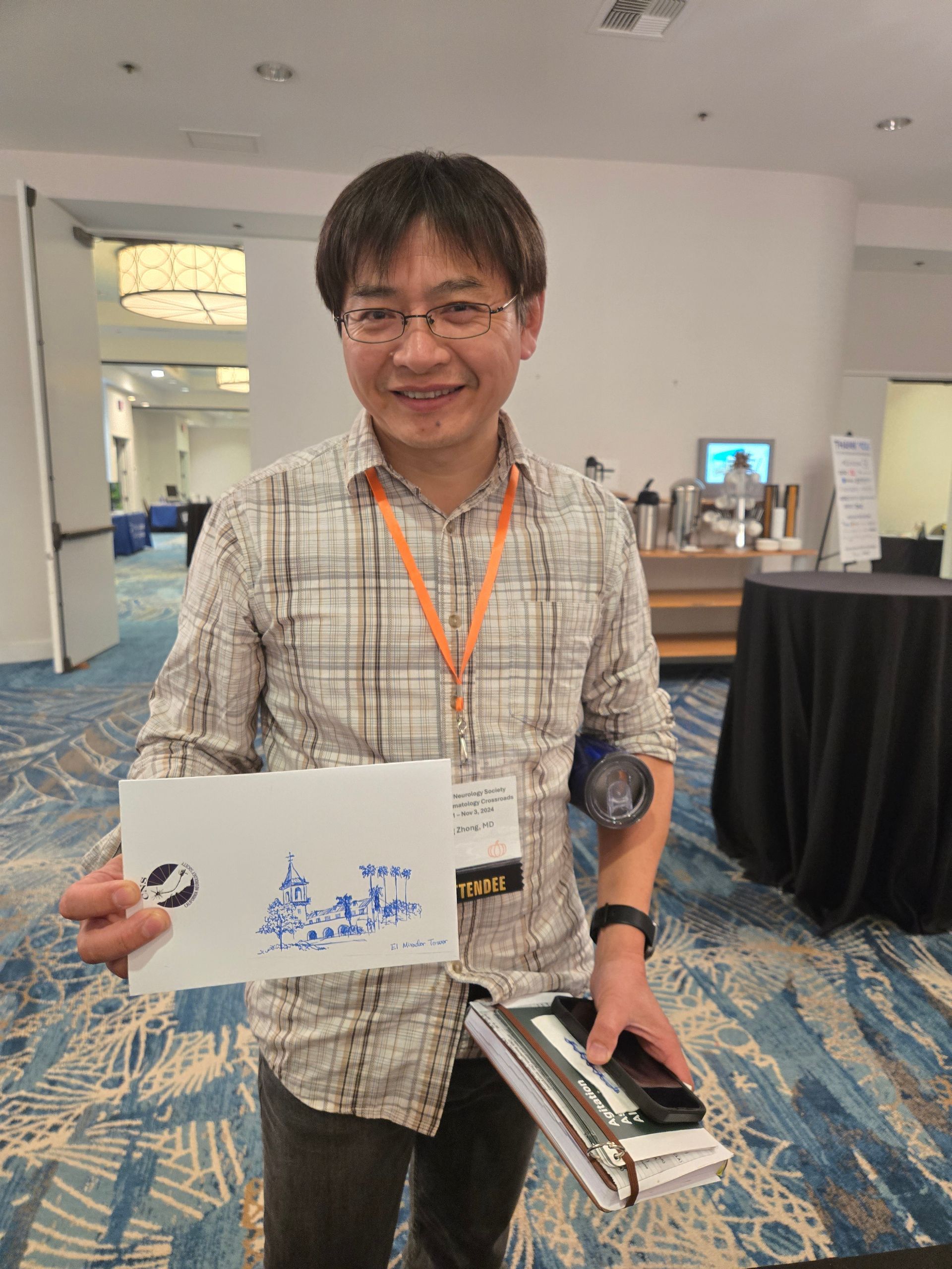 attendee showing a drawing he did 