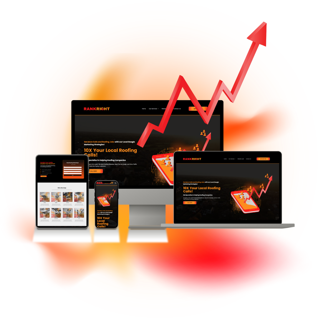 multiple devices with orange and red background