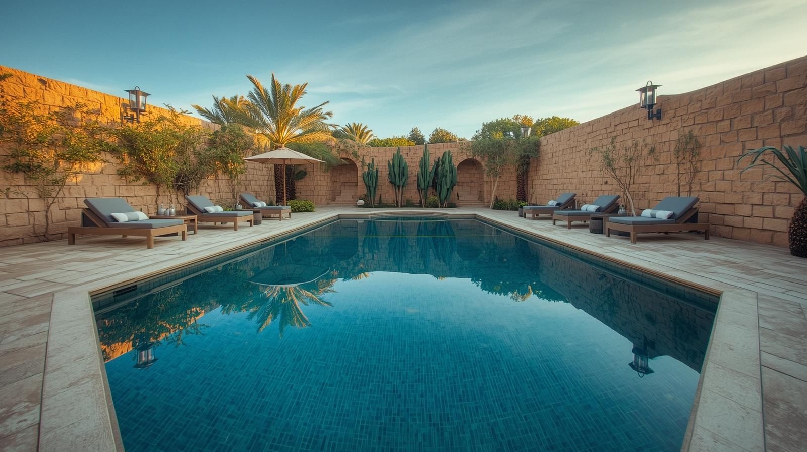 Slip-resistant and heat-resistant, travertine pool decks create safe, stylish, and comfortable environments.