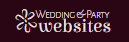 Wedding & Party Websites logo on dark maroon background with white floral icon and text