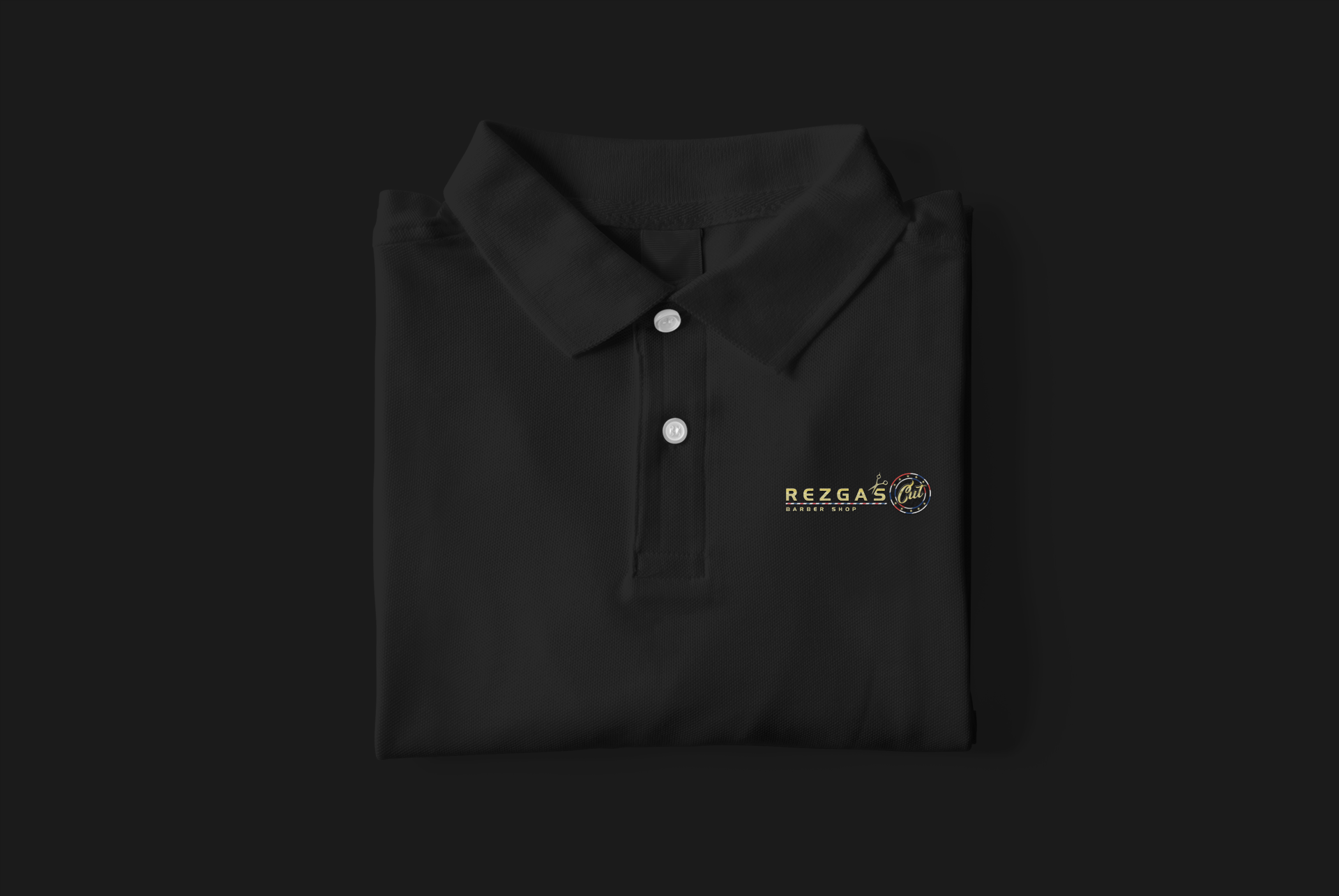 Black Rezga's Cut polo shirt folded