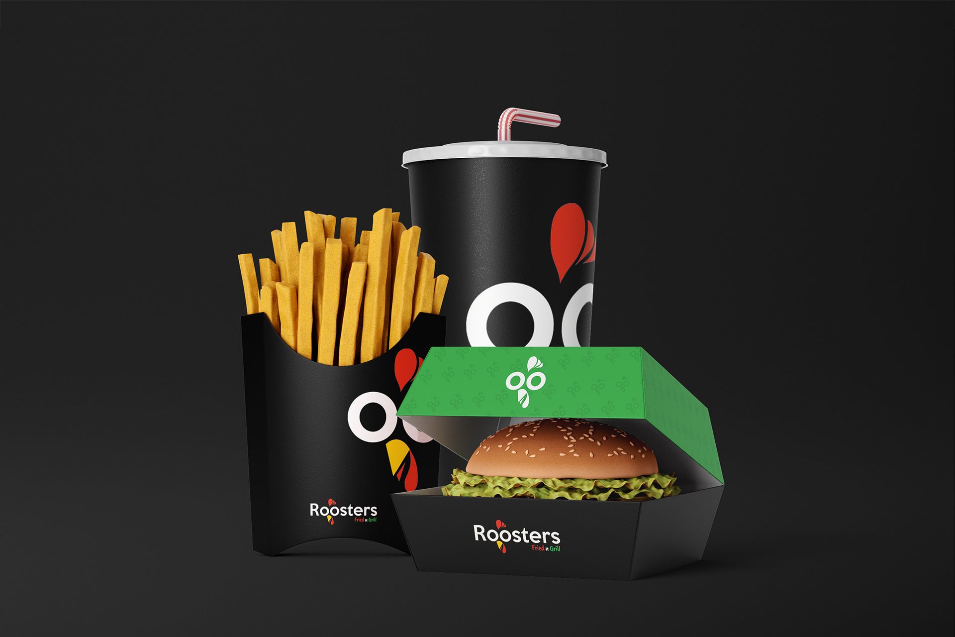 Roosters Fried n Grill food packaging