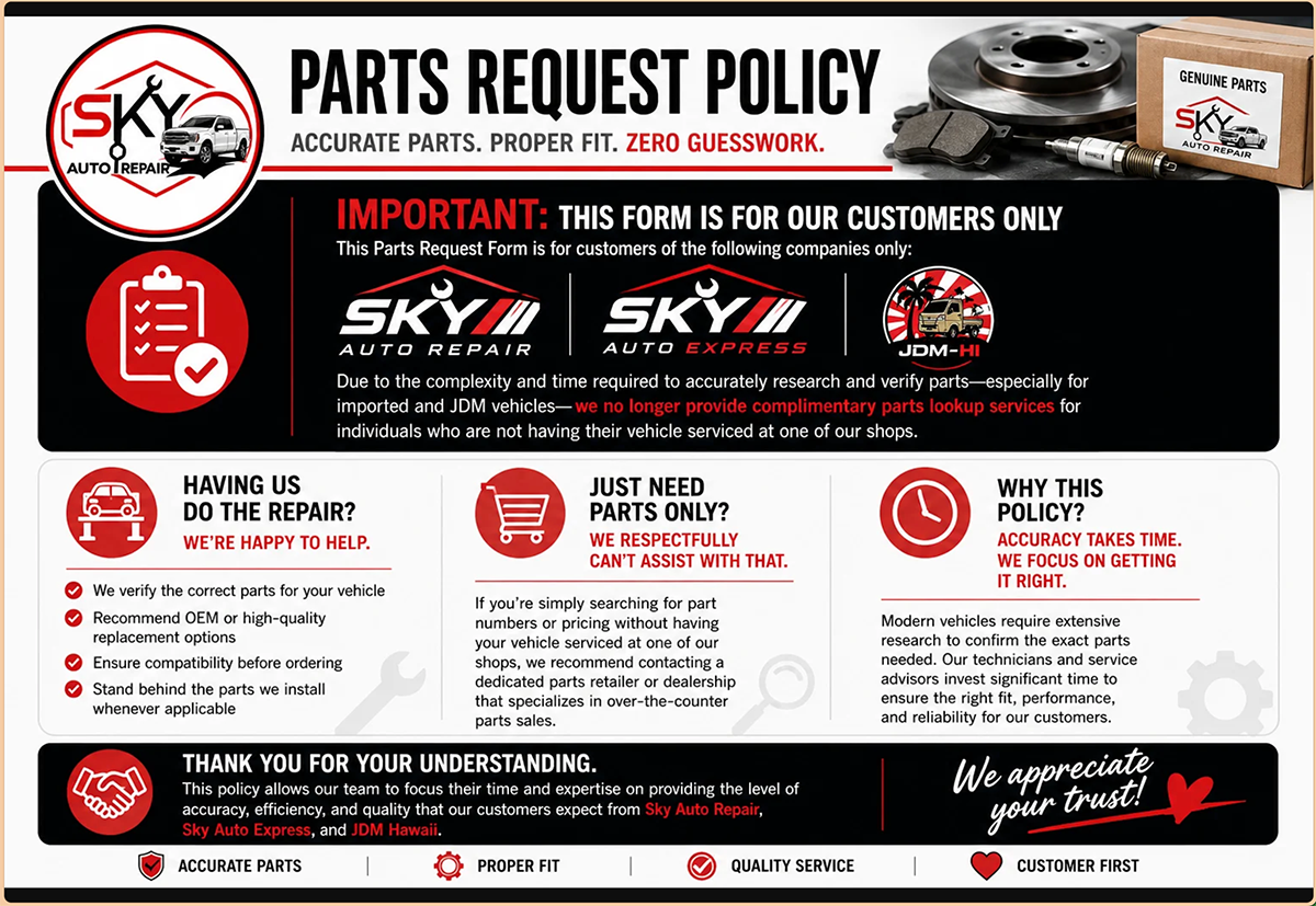Order Parts Banner