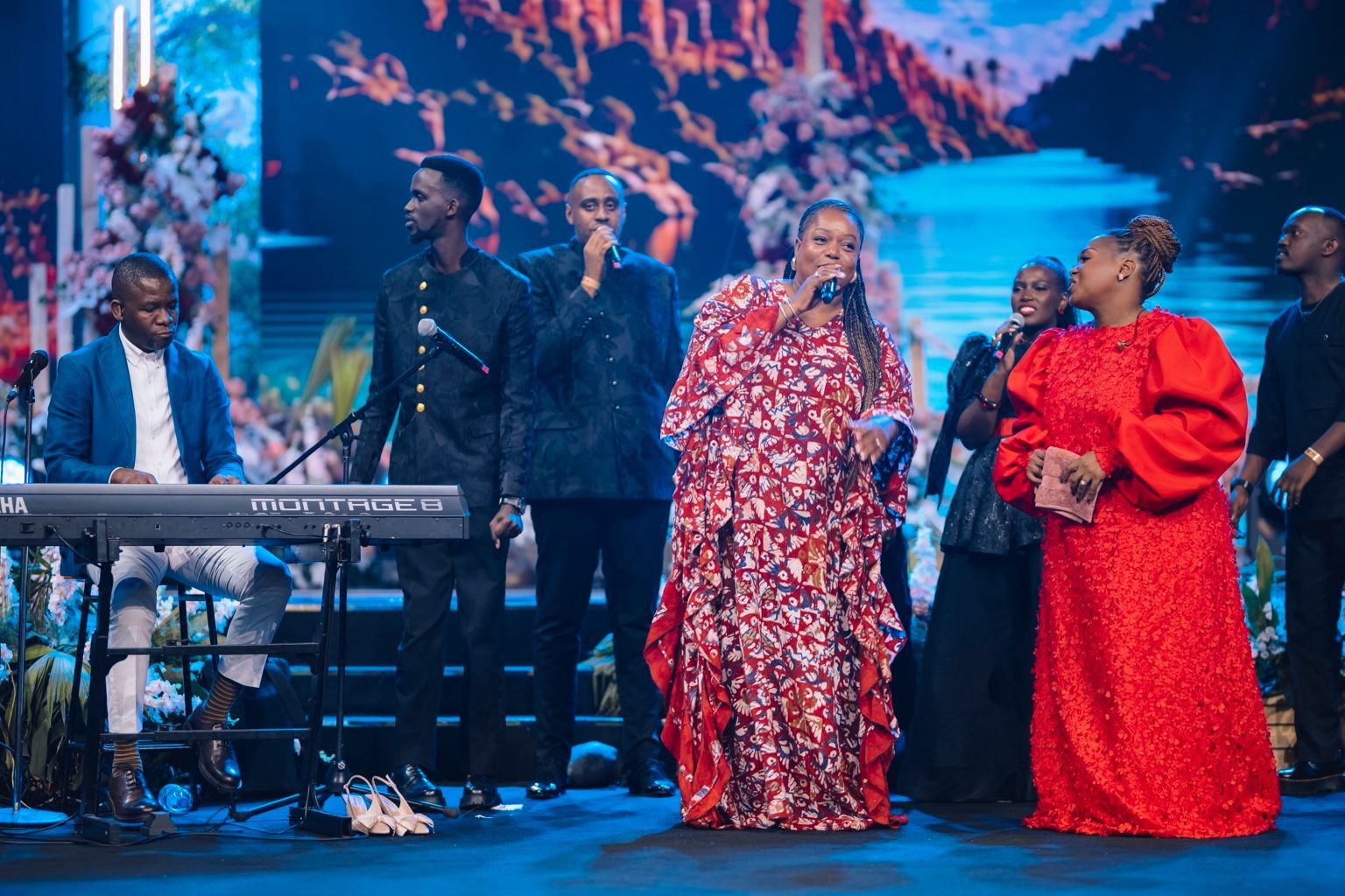 Chevelle Franklyn with musicians and fellow ministers at All Women Together 2026, Kigali.