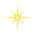 Moonlighter Design brand mark, a starburst shape with a crescent moon in the center.