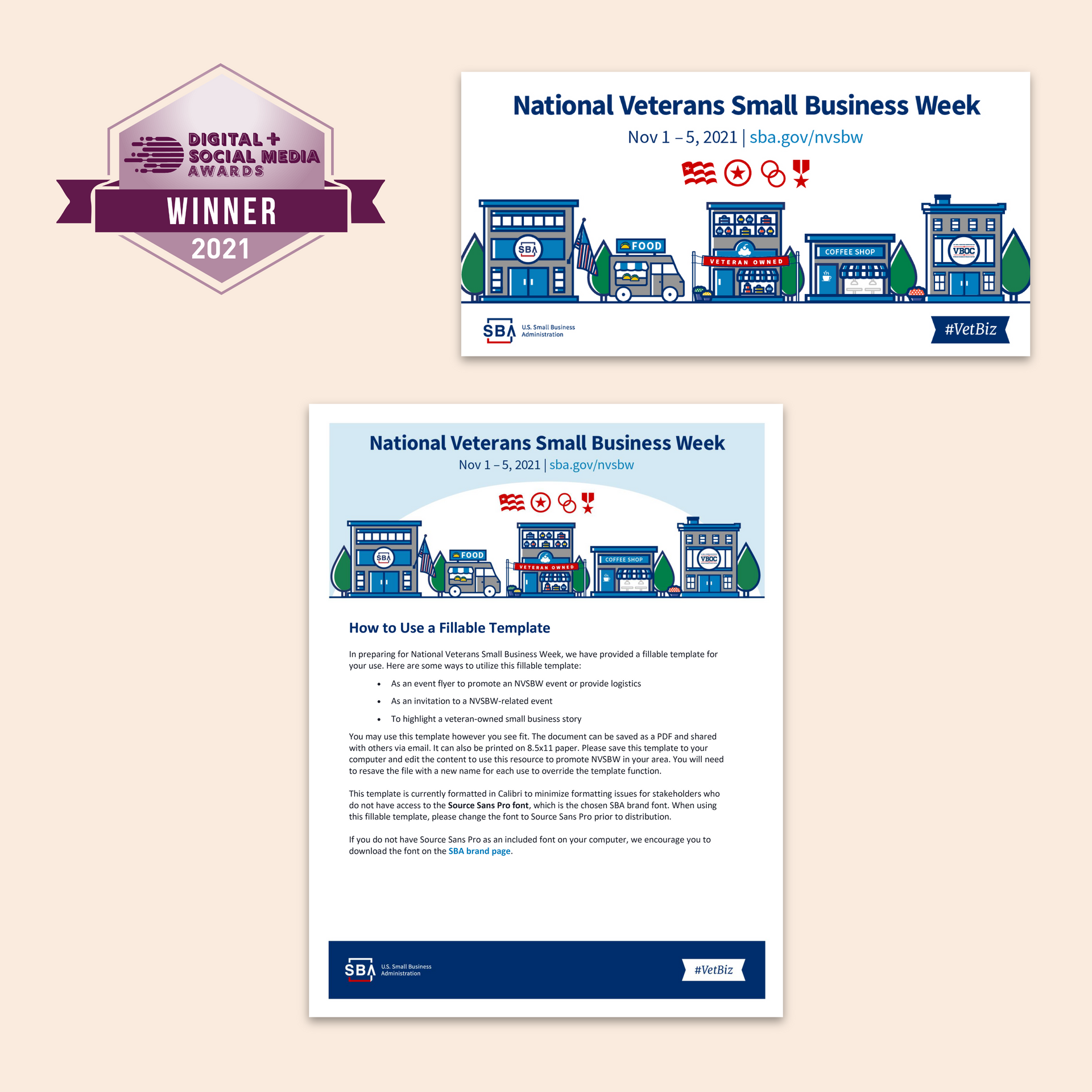 U.S. Small Business Administration (SBA) Office of Veterans Business Development (OVBD) National Veterans Small Business Week digital marketing campaign.