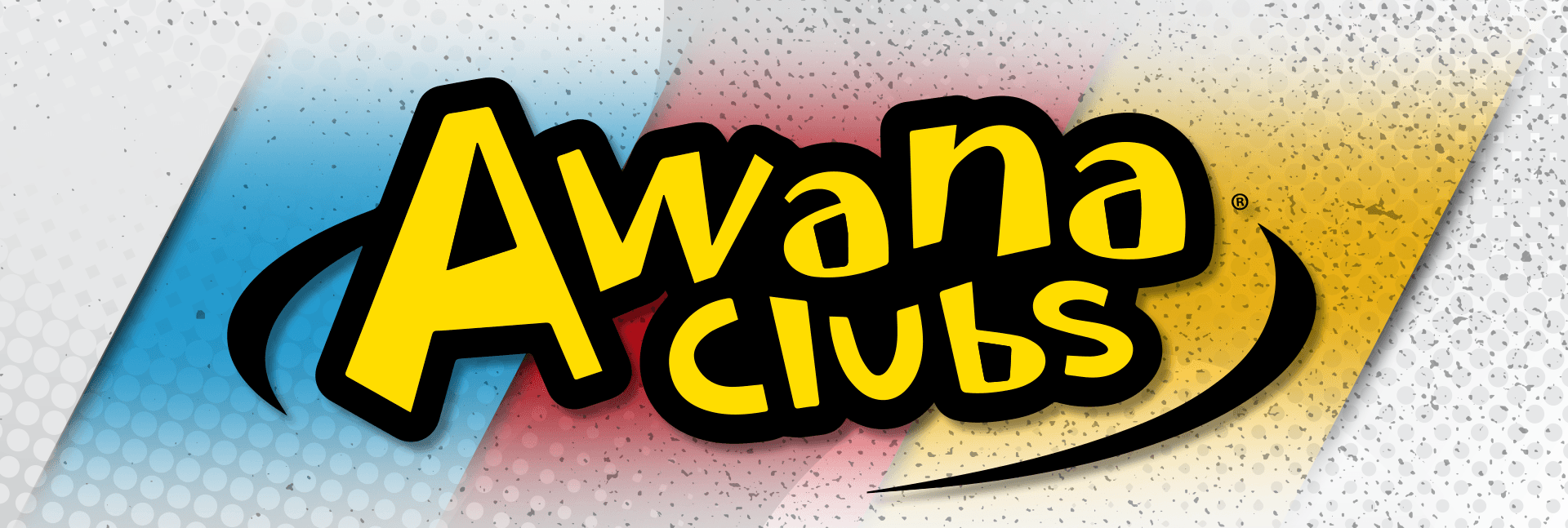 A yellow and blue logo for awana clubs