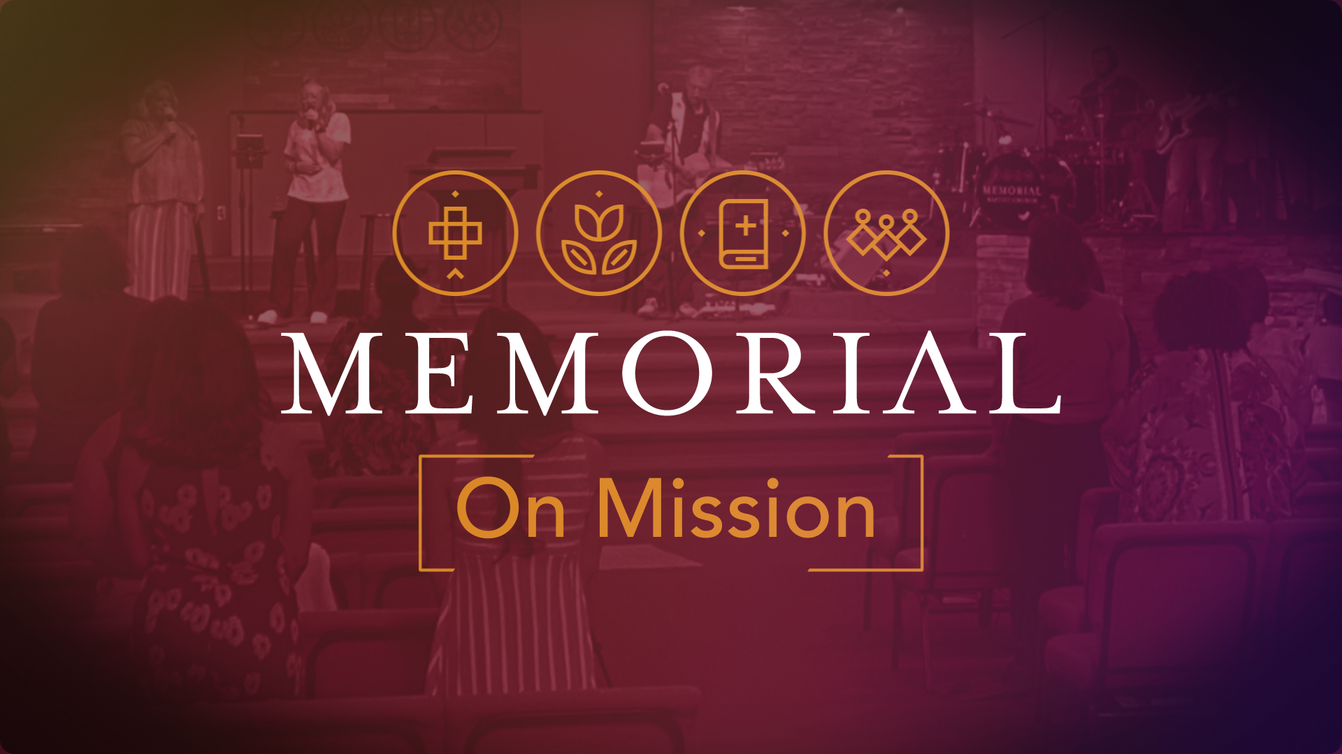 An advertisement for memorial on mission sermon series with a picture of people