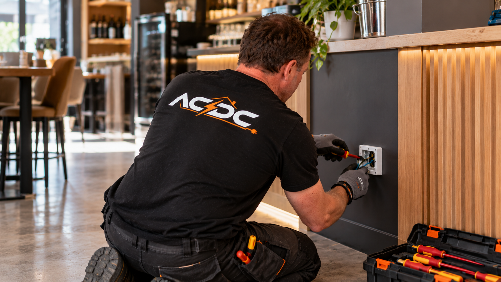 Électricien réalisant une installation électrique dans une maison en rénovation