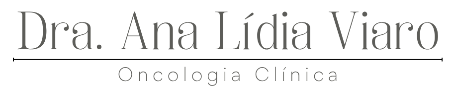 Dra. Ana L&iacute;dia Viaro, oncologista, e "Oncologia Cl&iacute;nica" escrito abaixo.