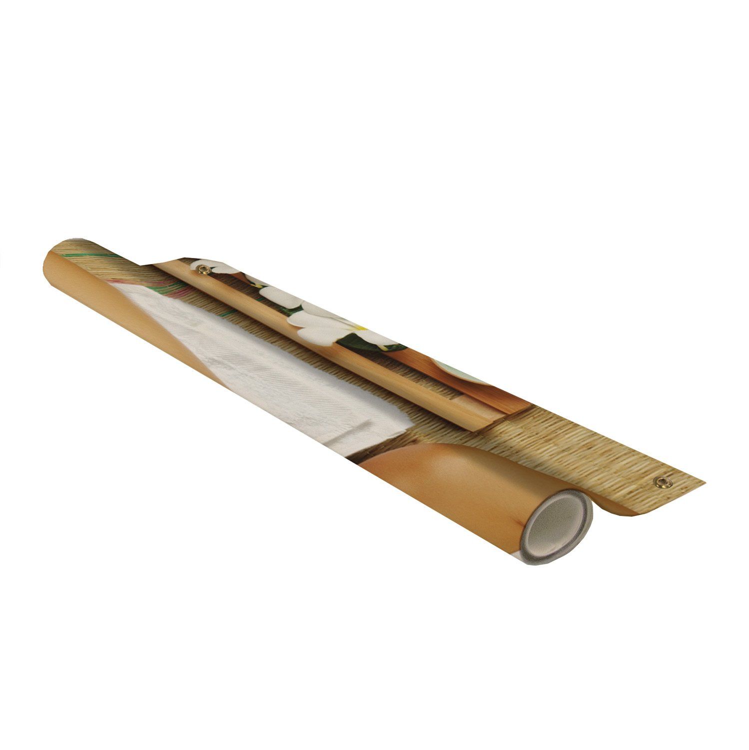 Two rolls of wrapping paper are stacked on top of each other on a white background.