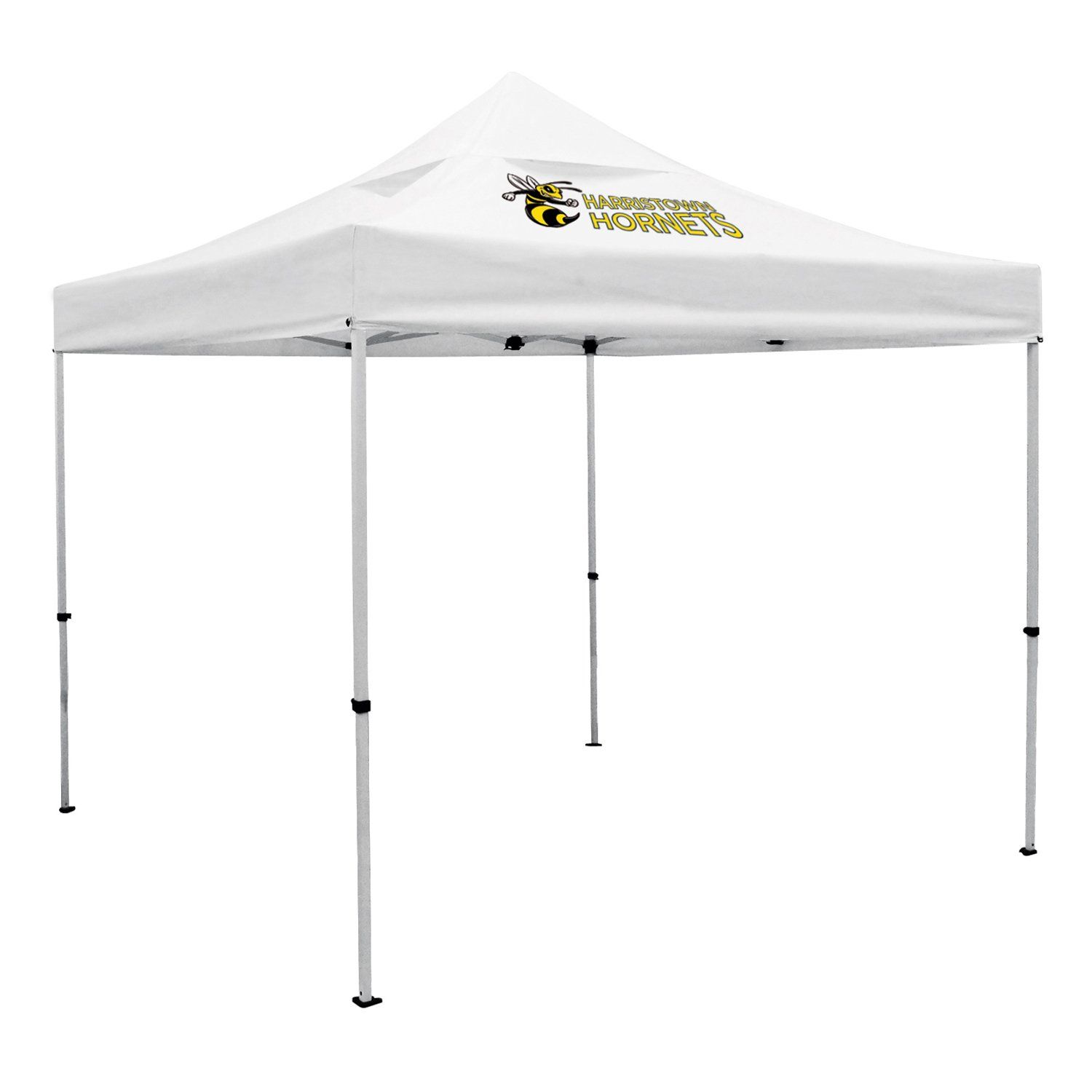 A white canopy with the word warriors on it