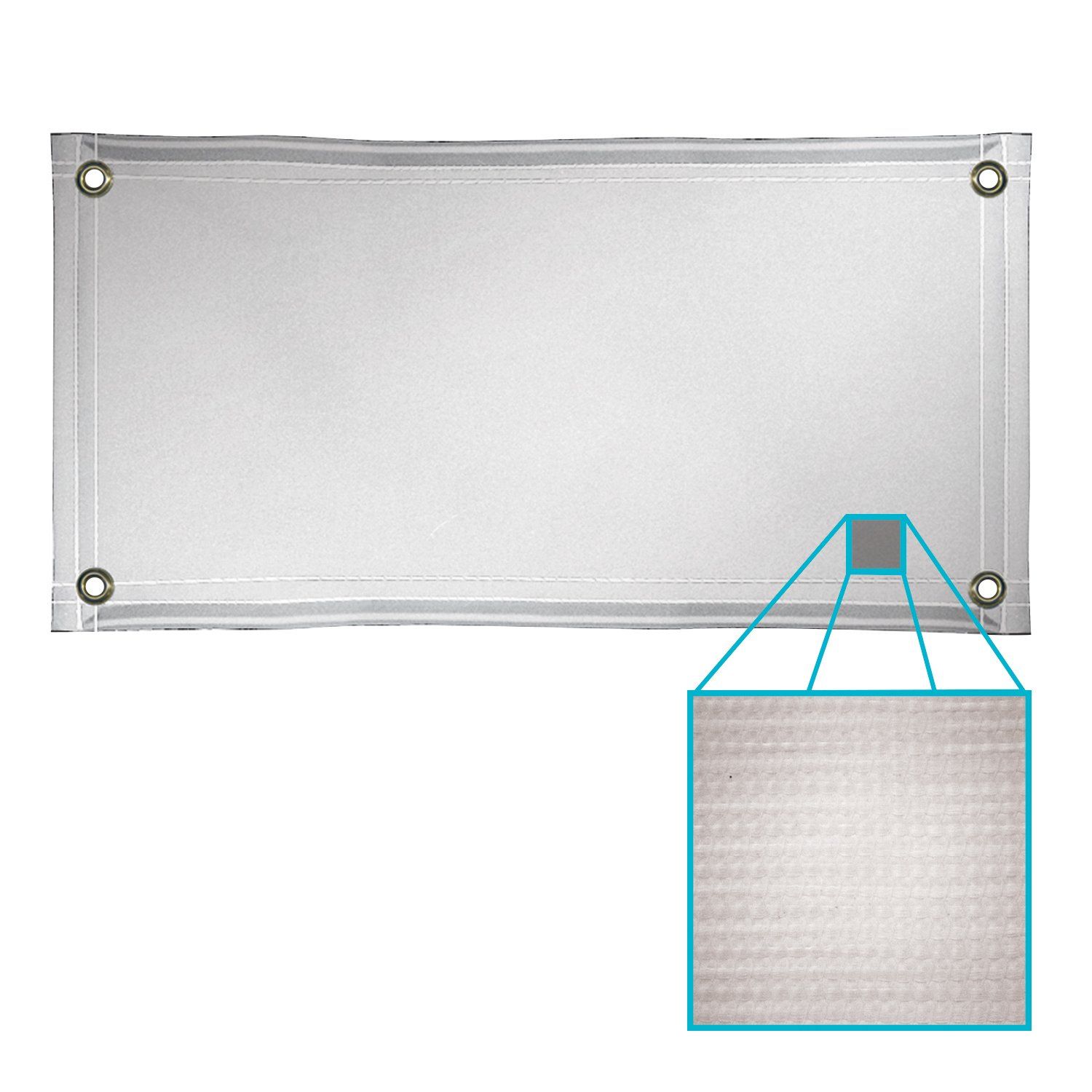 A white board with a blue triangle hanging from it