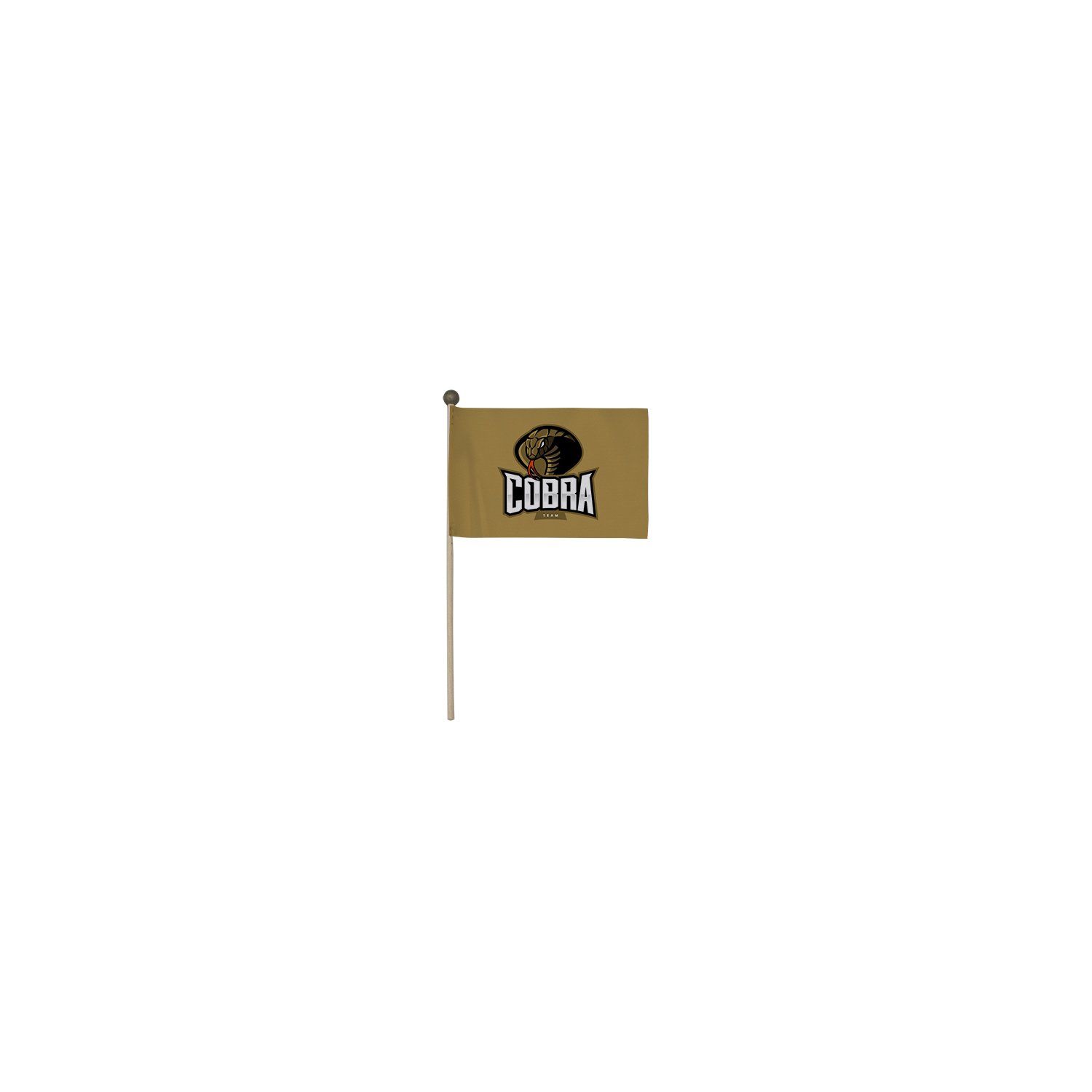 A small flag on a stick with the word cobra on it.