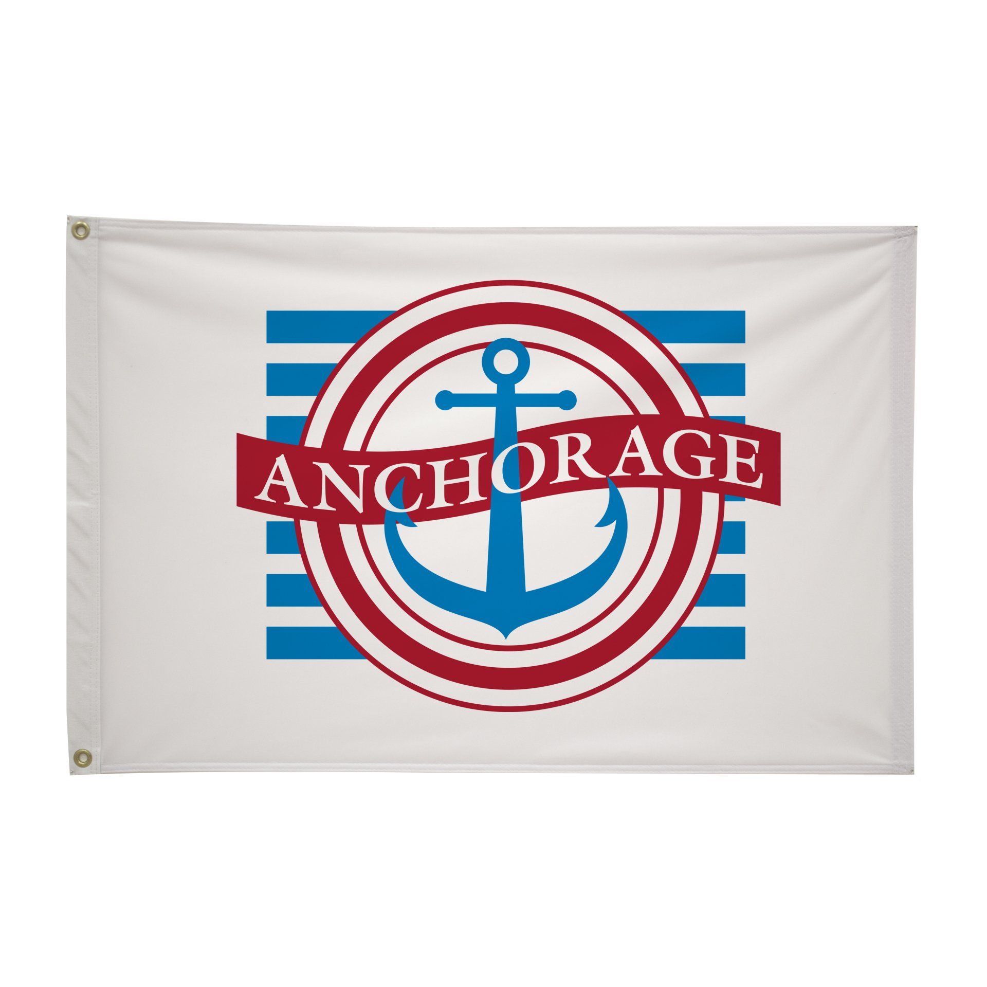 A flag with an anchor and the word anchorage on it