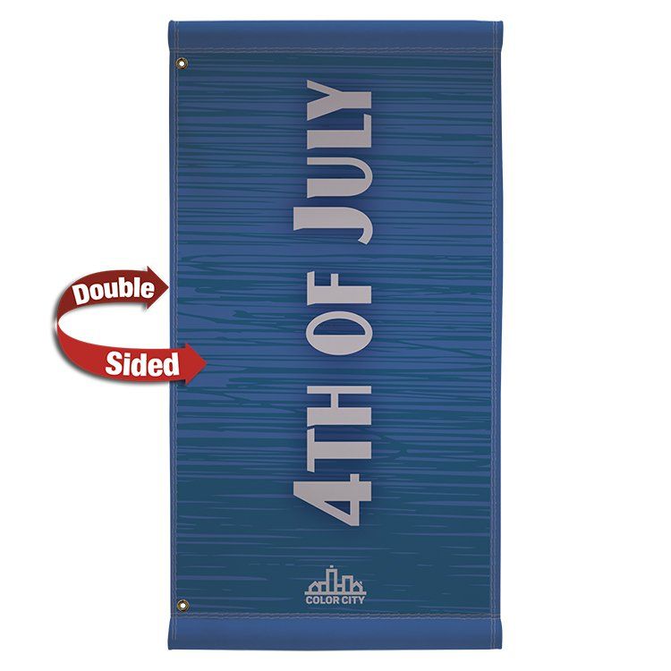 A blue sign that says 4th of july on it