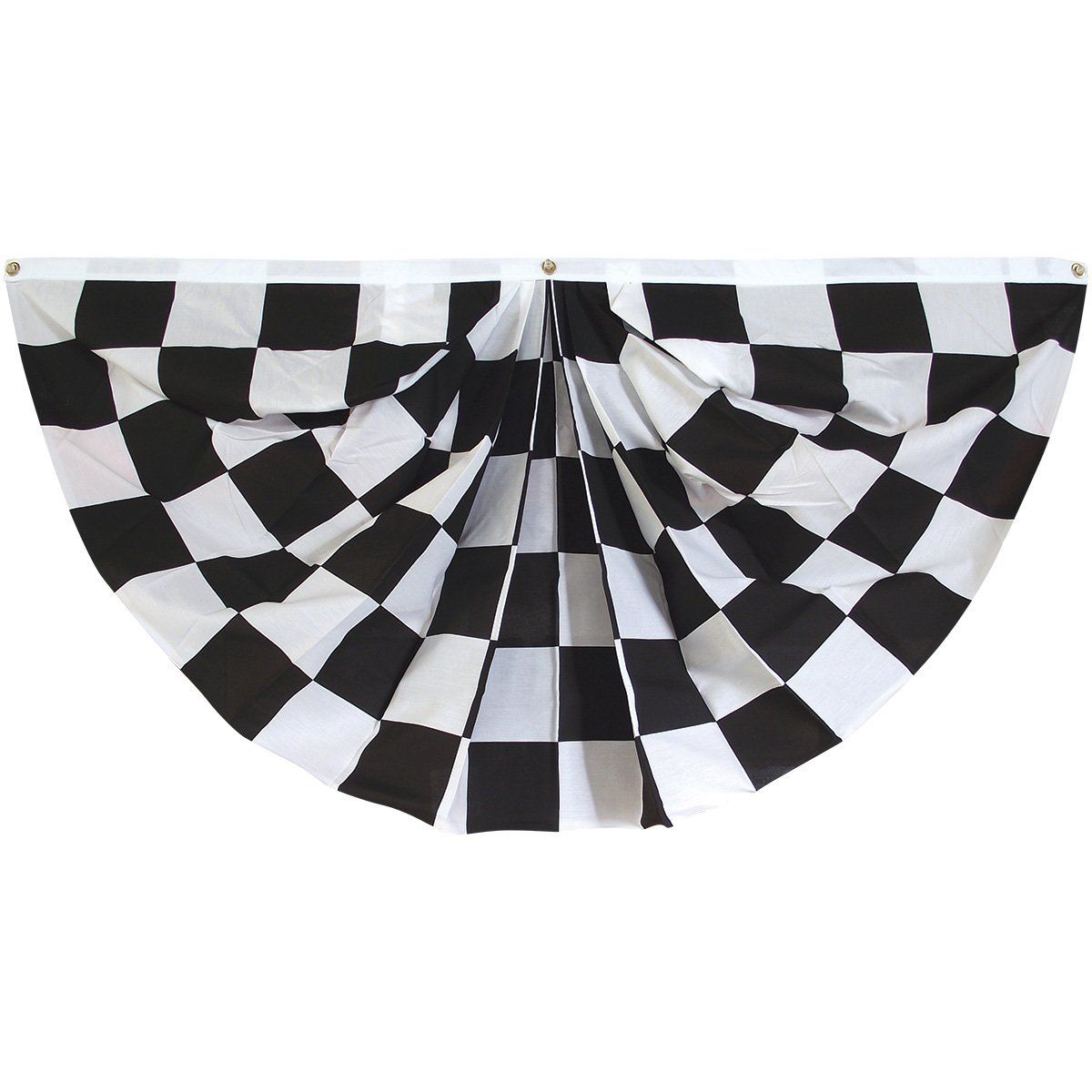 A black and white checkered flag on a white background