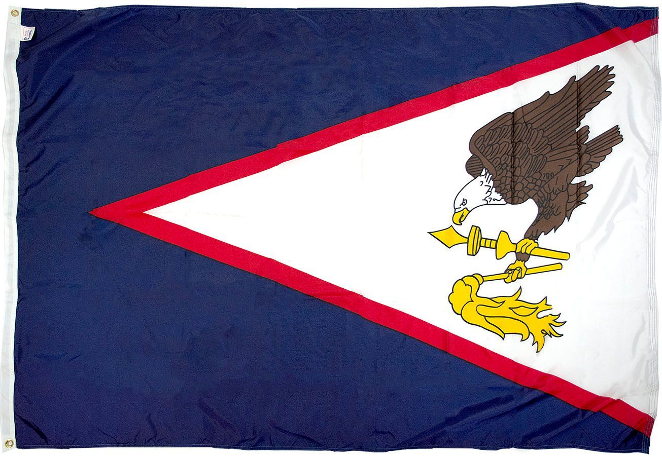 A blue white and red flag with an eagle on it