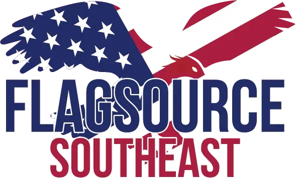 Flagsource-Homepage-Flag Store-Flagpole Store A logo for flagsource southeast with an american flag and an eagle