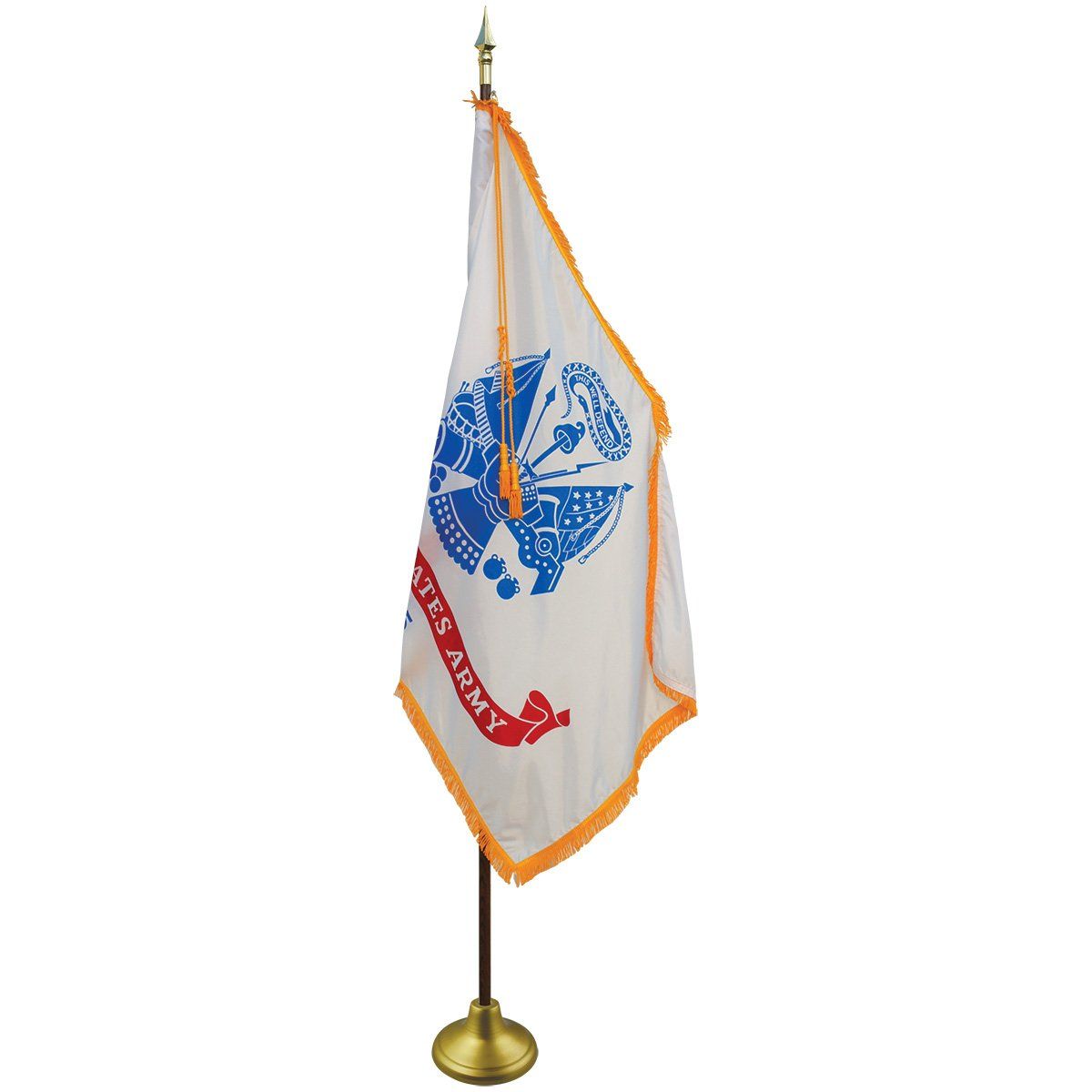 A flag on a pole that says army on it