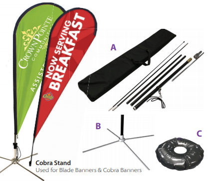 A picture of a cobra stand for blade banners and cobra banners