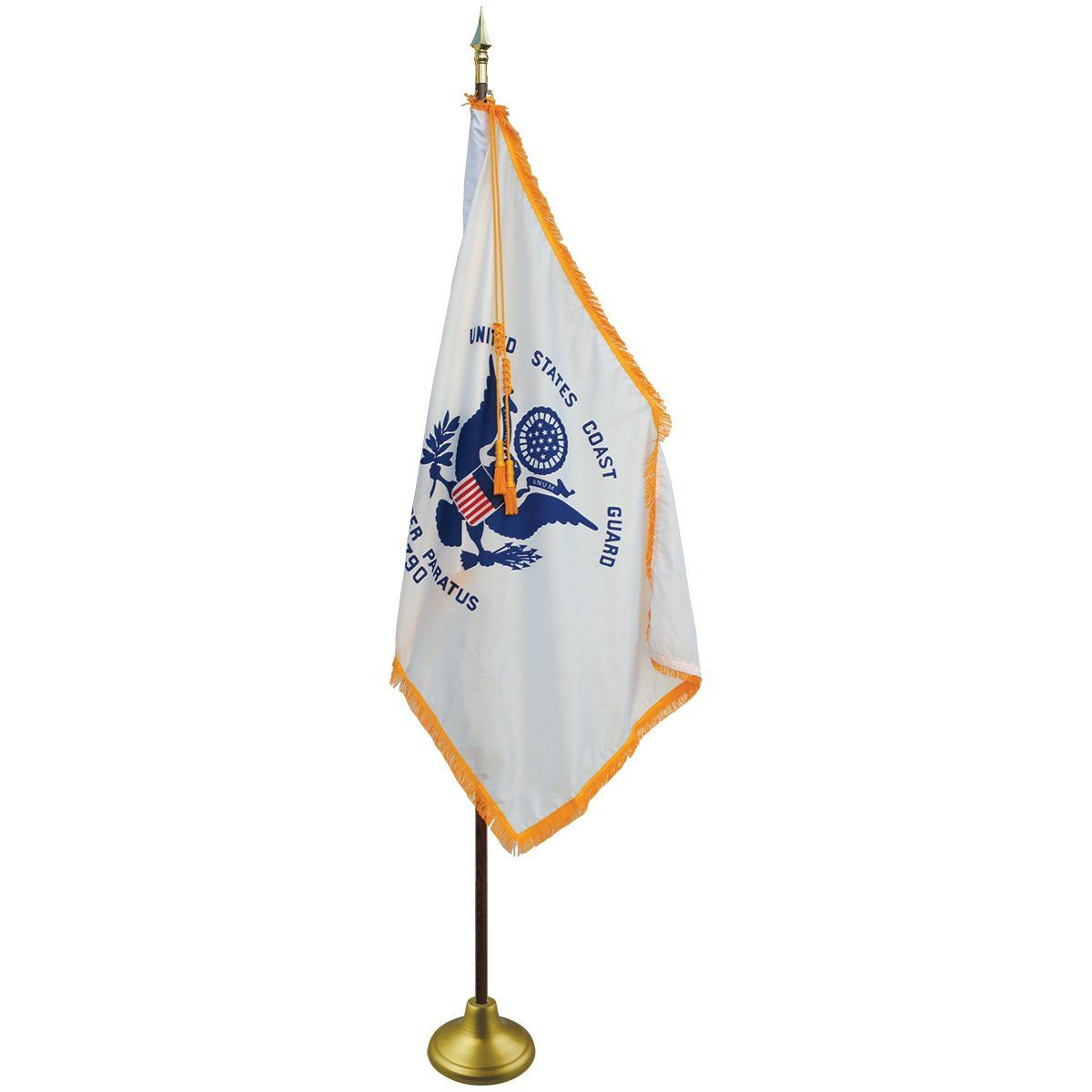 A united states flag is displayed on a pole