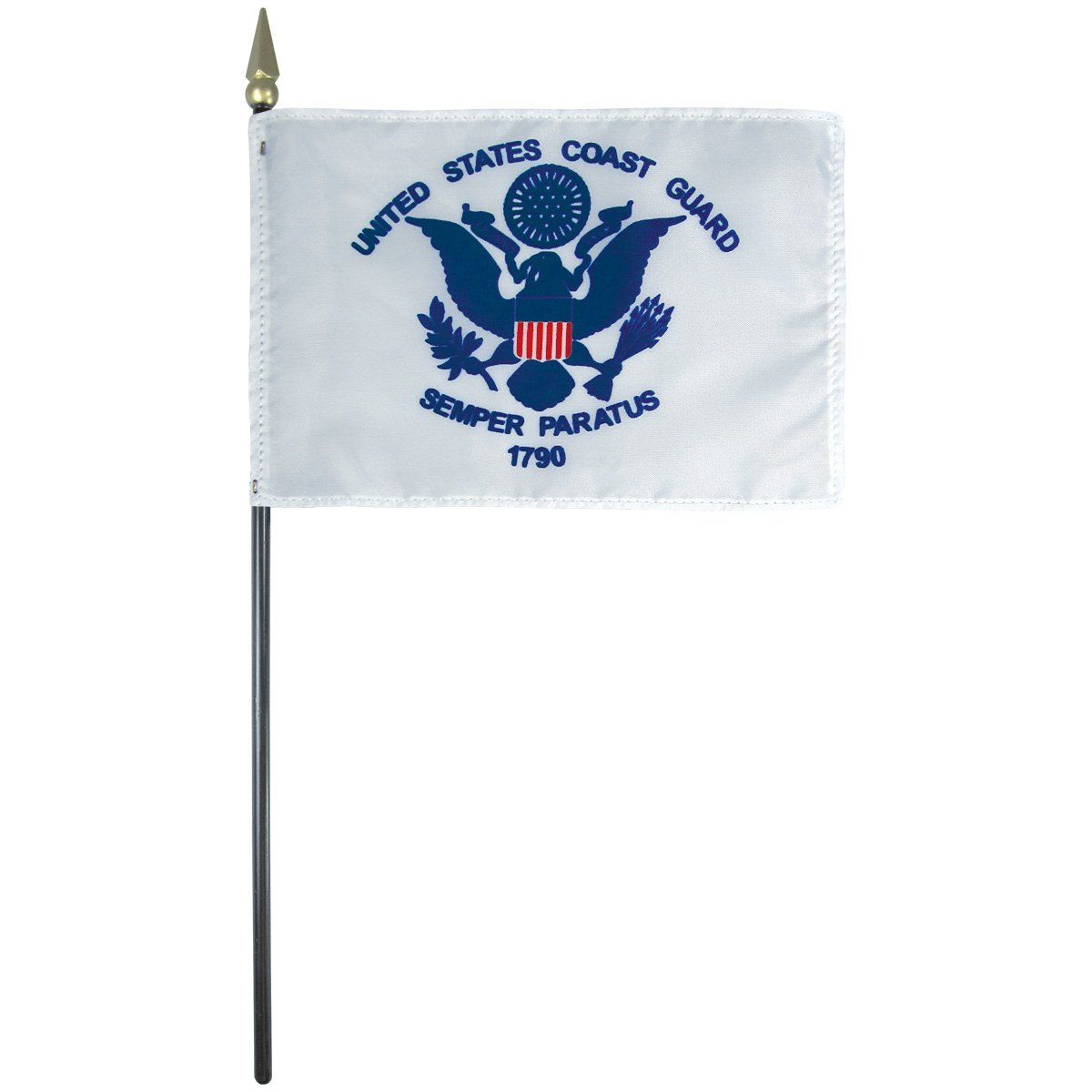 A united states coast guard flag on a pole