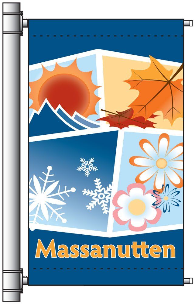 A blue banner with the word massanutten on it