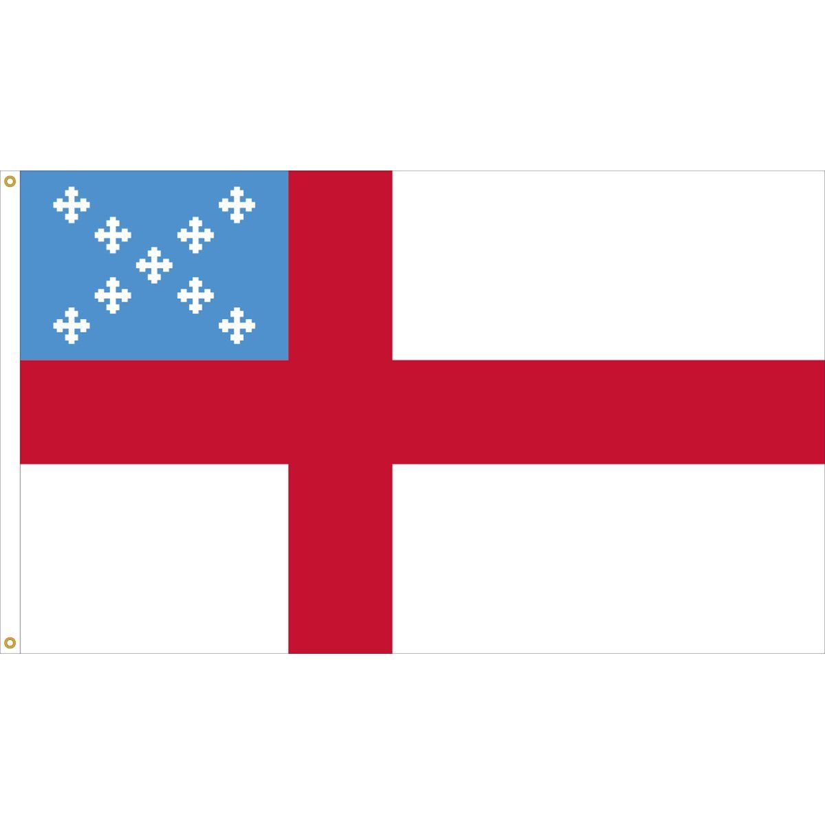 A red white and blue flag with white crosses on it